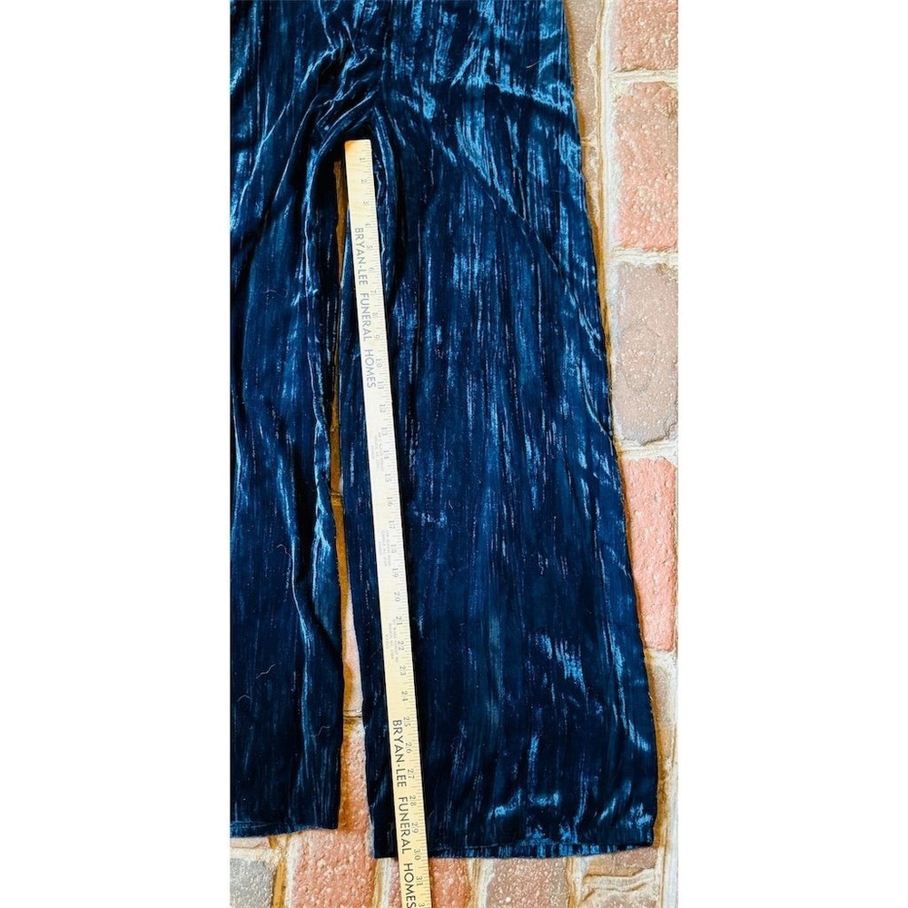 LUCY Paris Women's Blue crushed Velvet Wide-Leg Trousers Small Casual flowing‎ - Picture 6 of 8